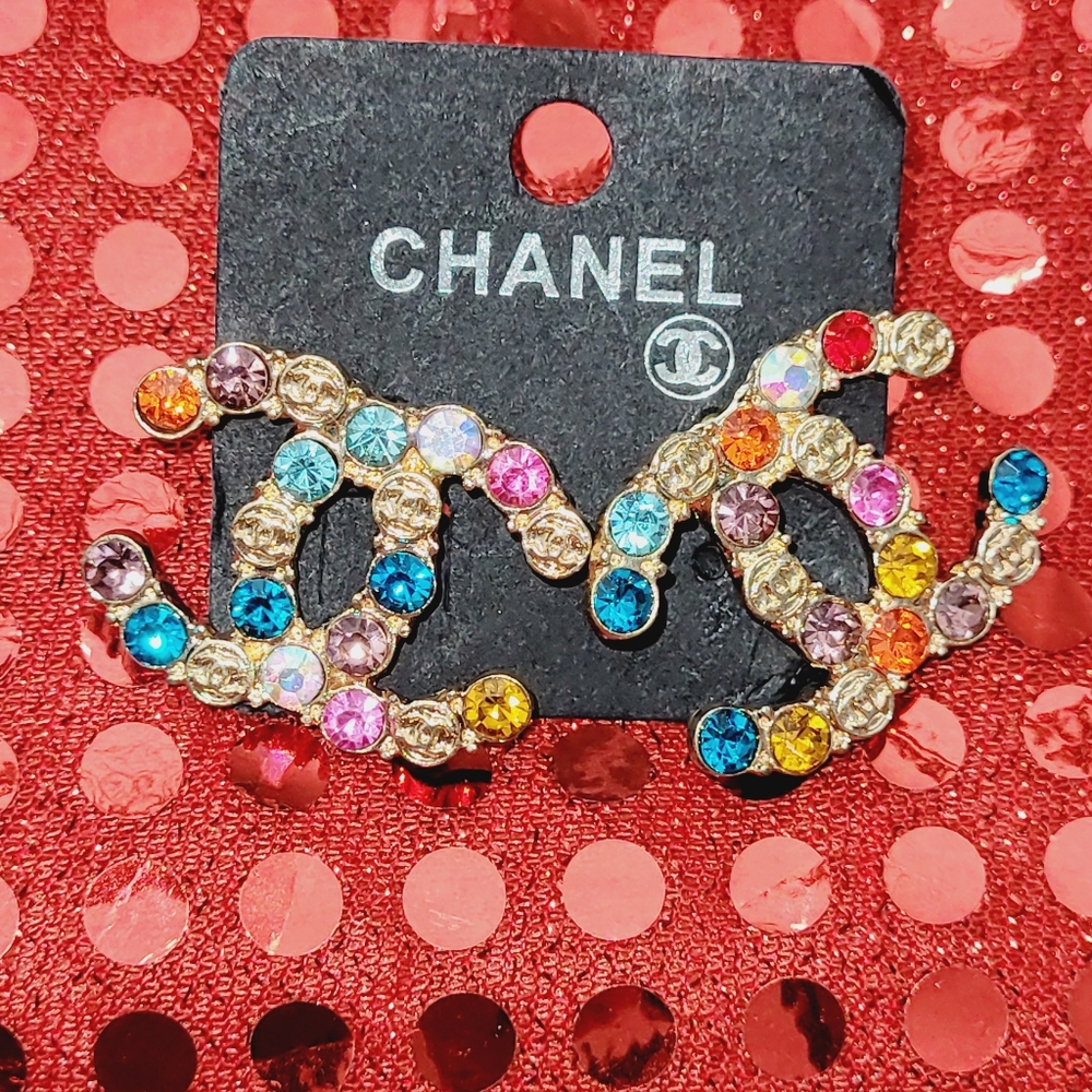 Multi-Colored Double C Earrings